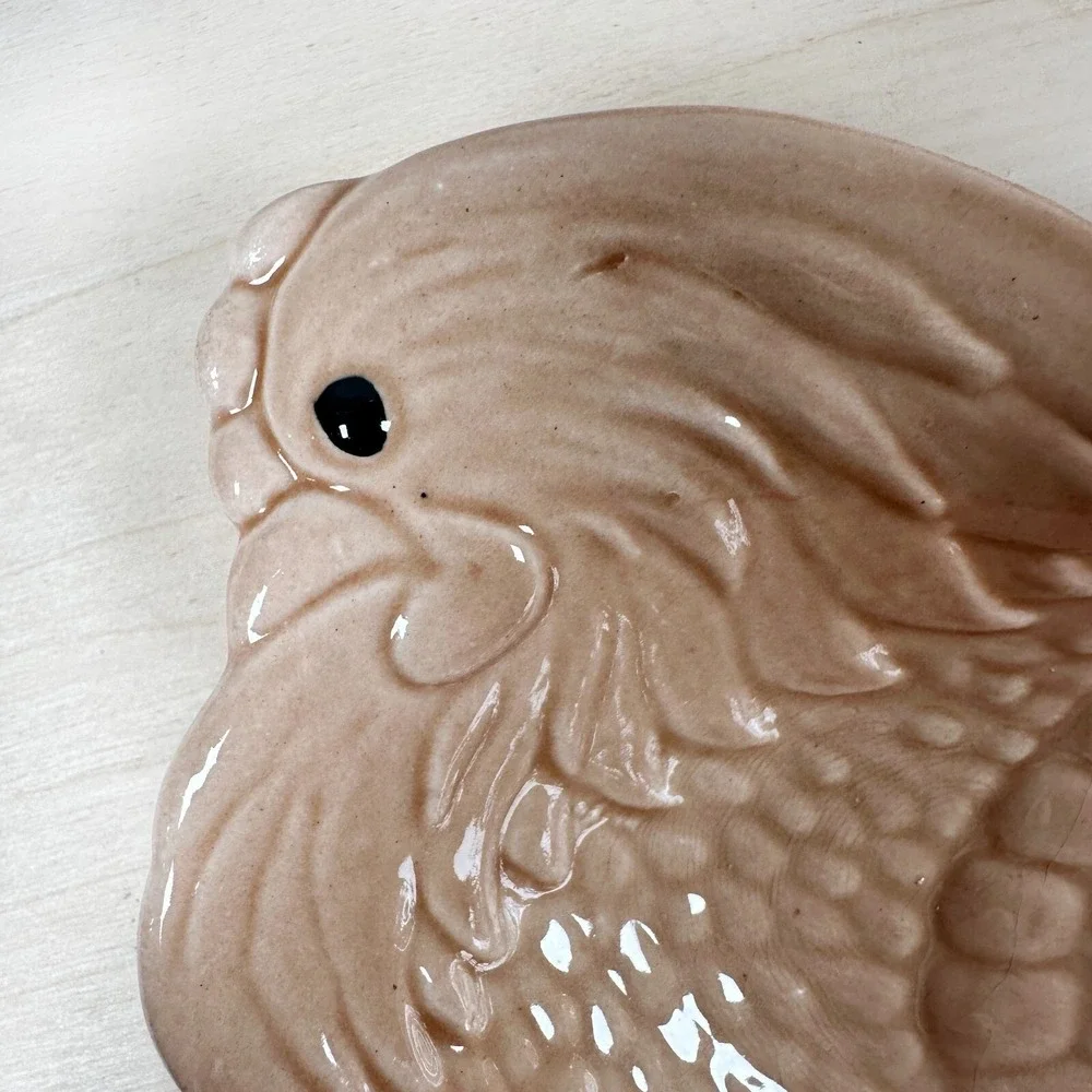 Set of 2 USA 245 Chicken‎ Hen Platter Bowl Plate Pottery McCoy Salmon Colored